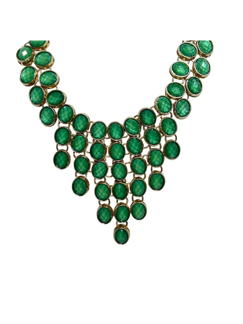 Cara New York Gold Tone And Green Statement Bib Necklace (6357) - Picture 3 of 8